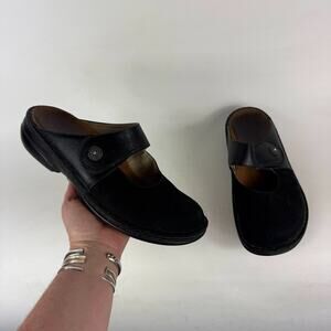 Finn Comfort Asinara Clogs Women's 10 Black Leather Slip-On Adjustable Strap